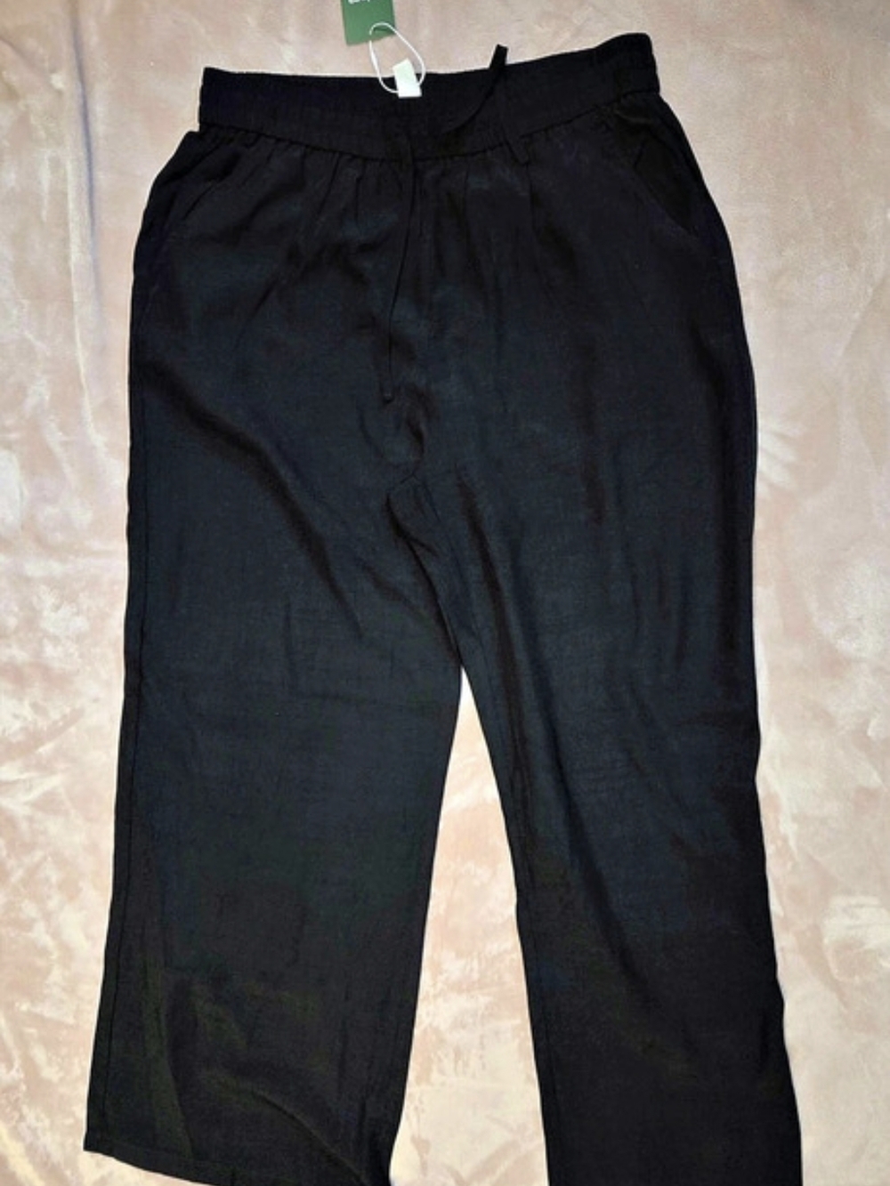 NWT XL Tall Linen-feel Wide Leg Pants Elastic Drawstring Waist. Capsule Wardrobe